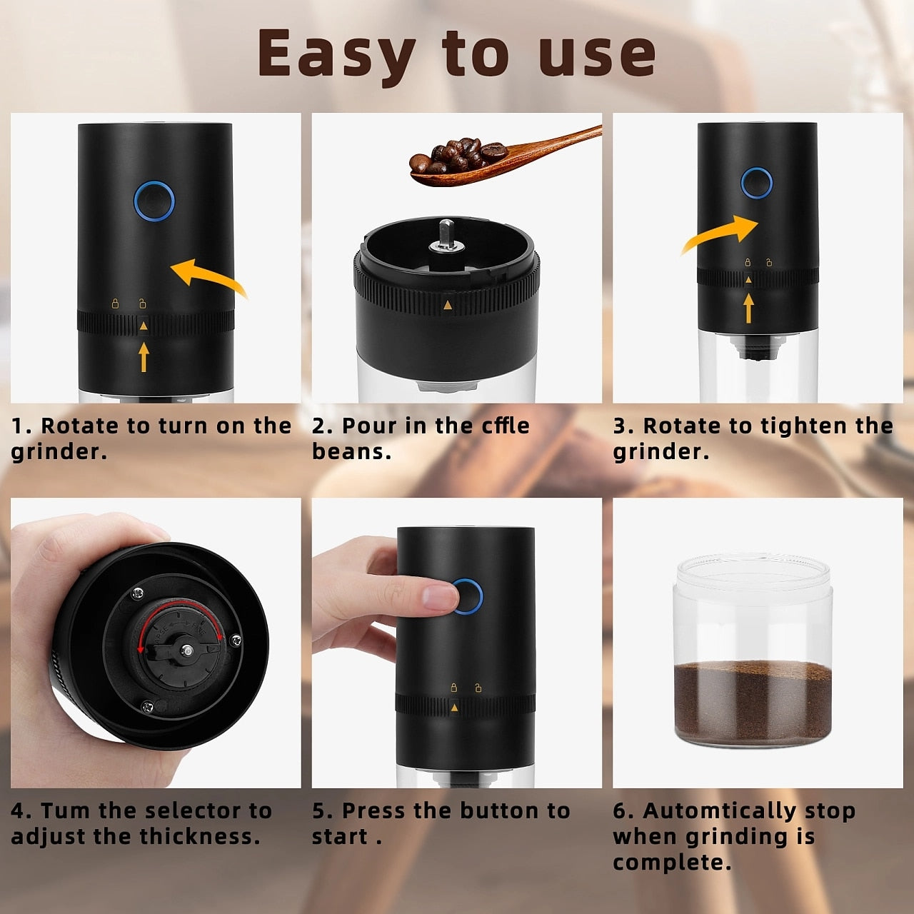 Coffee Grinder TYPE-C USB Charge Professional Ceramic Grinding Core Coffee Beans Mill Grinder New Upgrade Portable Electric