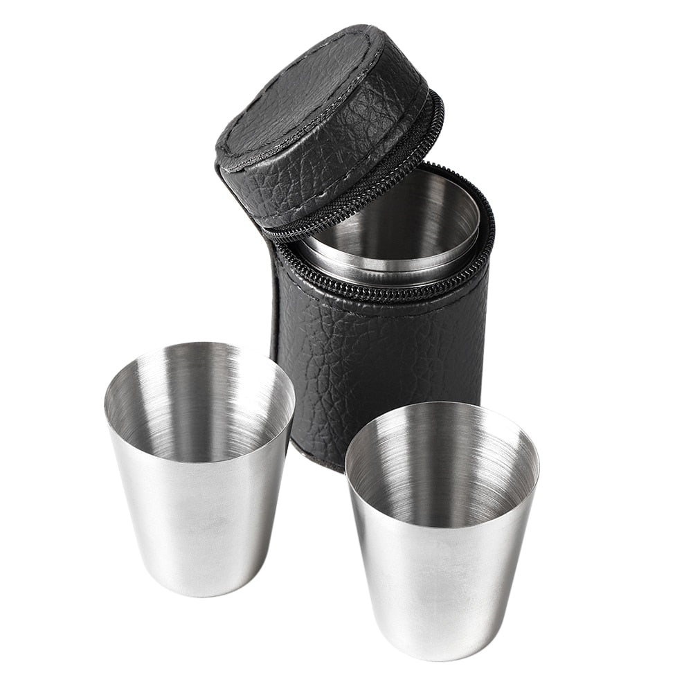 1/6Pcs 30ml Outdoor Practical Travel Stainless Steel Cups Mini Set Glasses For Whisky Wine With Case Portable Drinkware