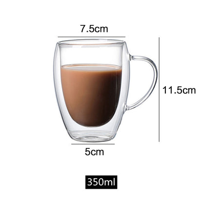 2pcs Double Bottom Wall Glass Coffee Cup Whiskey Tea Thermal Heat Resistant Cocktail Vodka Shot Wine Mug Drinkware Tumbler Set