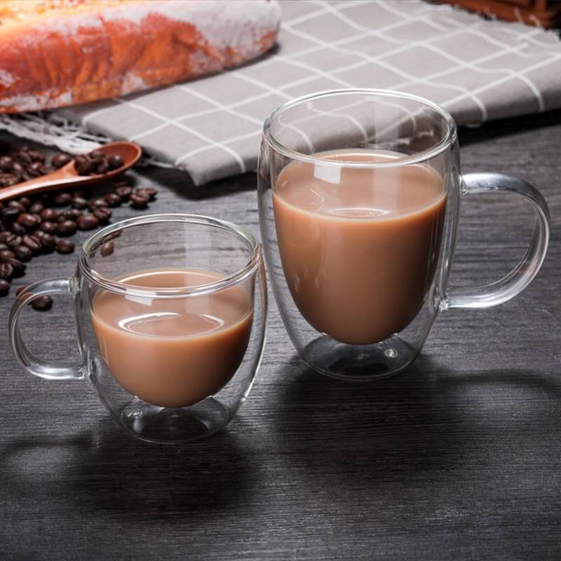 2pcs Double Bottom Wall Glass Coffee Cup Whiskey Tea Thermal Heat Resistant Cocktail Vodka Shot Wine Mug Drinkware Tumbler Set