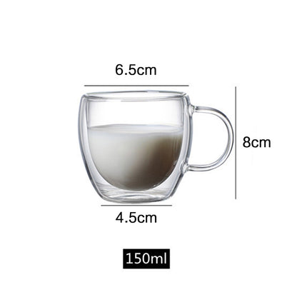 2pcs Double Bottom Wall Glass Coffee Cup Whiskey Tea Thermal Heat Resistant Cocktail Vodka Shot Wine Mug Drinkware Tumbler Set