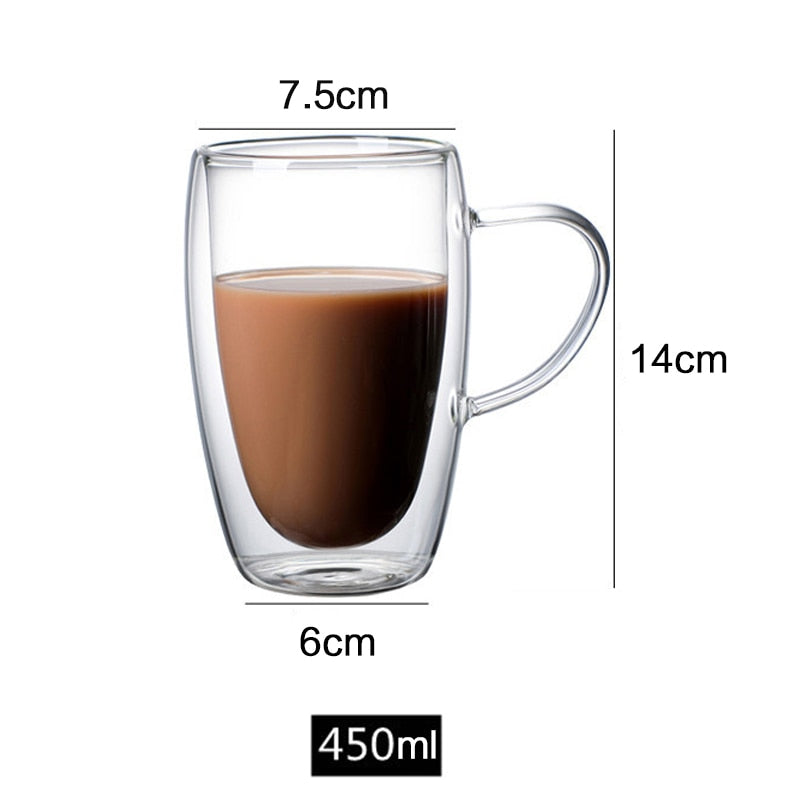 2pcs Double Bottom Wall Glass Coffee Cup Whiskey Tea Thermal Heat Resistant Cocktail Vodka Shot Wine Mug Drinkware Tumbler Set